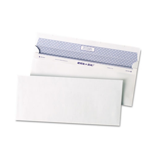 Picture of Reveal-N-Seal Security Tinted Envelope, #10, Commercial Flap, Self-Adhesive Closure, 4.13 x 9.5, White, 500/Box