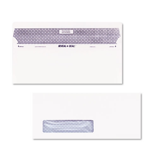 Picture of Reveal-N-Seal Security-Tint Envelope, Address Window, #10, Commercial Flap, Self-Adhesive Closure, 4.13 x 9.5, White, 500/Box