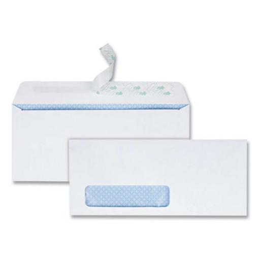 Picture of Redi-Strip Security Tinted Envelope, Address Window, #10, Commercial Flap, Redi-Strip Closure, 4.13 x 9.5, White, 500/Box