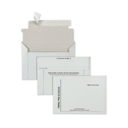 Picture of Disk/CD Foam-Lined Mailers for CDs/DVDs, Square Flap, Redi-Strip Adhesive Closure, 8.5 x 6, White, 25/Box