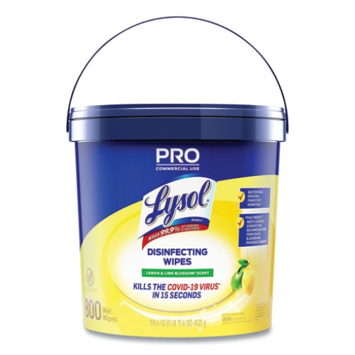 Picture of Professional Disinfecting Wipe Bucket, 1-Ply, 6 X 8, Lemon And Lime Blossom, White, 800 Wipes