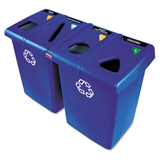 Picture of Glutton Recycling Station, Four-Stream, 92 gal, Plastic, Blue