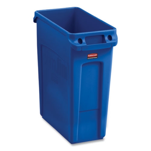 Picture of Slim Jim Recycling Container, 16 gal, Plastic, Blue, 4/Carton