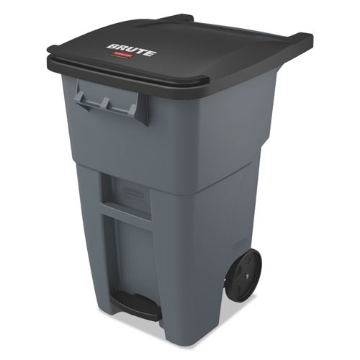 Picture of Brute Step-On Rollouts, 50 gal, Metal/Plastic, Gray