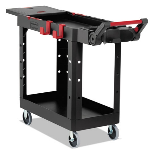 Picture of Heavy Duty Adaptable Utility Cart, Plastic, 2 Shelves, 500 lb Capacity, 17.8" x 46.2" x 36", Black