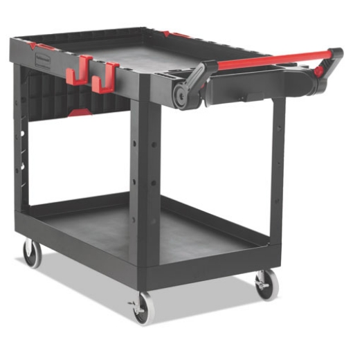 Picture of Heavy Duty Adaptable Utility Cart, Plastic, 2 Shelves, 500 lb Capacity, 25.2" x 51.5" x 36", Black