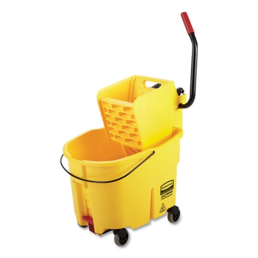 Picture of WaveBrake 2.0 Bucket/Wringer Combos, Side-Press with Drain, 8.75 gal, Yellow