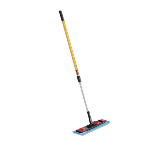 Picture of Adaptable Flat Mop Kit, 19.5 X 5.5 Blue Microfiber Head, 48" To 72" Yellow Aluminum Handle