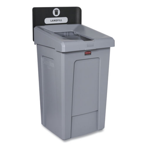 Picture of slim jim recycling station 1-stream, landfill recycling station, 33 gal, resin, gray