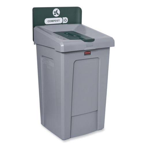 Picture of slim jim recycling station 1-stream, compost collection station, 33 gal, resin, gray