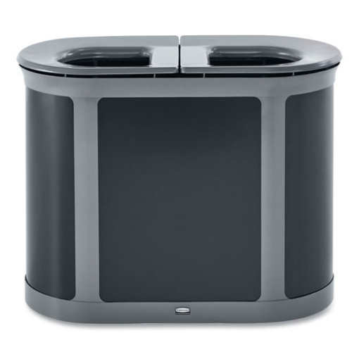 Picture of ENHANCE PILL Dual Stream Waste Receptacle, (2) 23 gal Capacity Bins, Metal, Umbra Gray/Pearl Gray