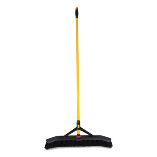 Picture of Maximizer Push-to-Center Broom, 24", Polypropylene Bristles, Yellow/Black