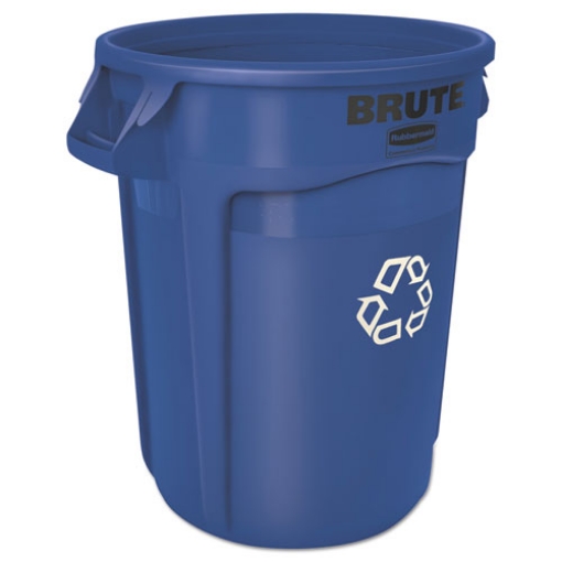 Picture of brute recycling container, 32 gal, polyethylene, blue