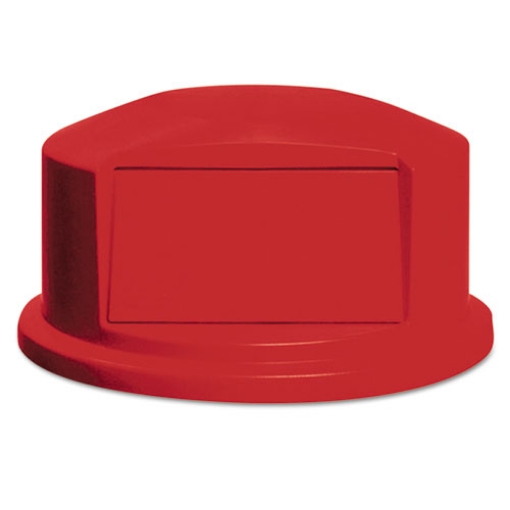 Picture of Round BRUTE Dome Top with Push Door, For 44-Gallon Containers, 24.81" Diameter x 12.63h, Red