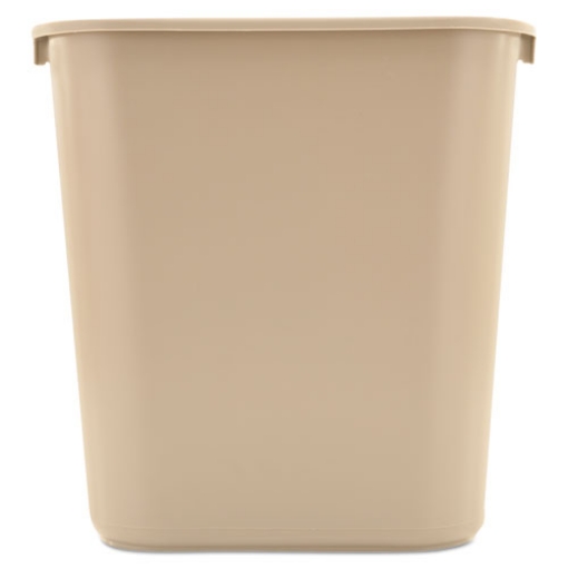 Picture of deskside plastic wastebasket, 7 gal, plastic, beige