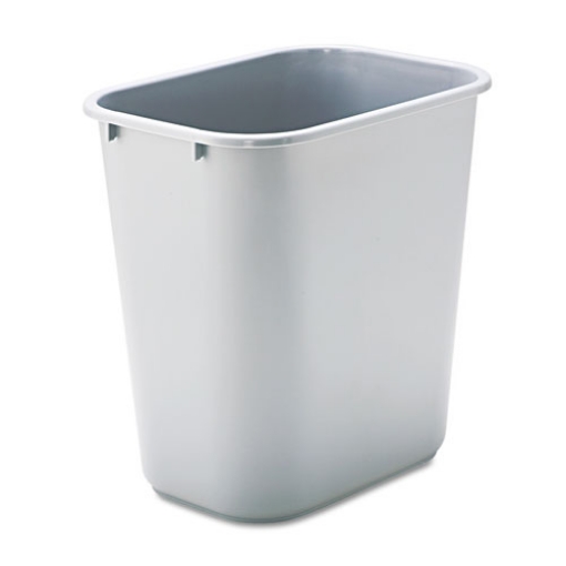 Picture of Deskside Plastic Wastebasket, 7 gal, Plastic, Gray