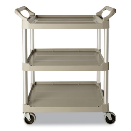 Picture of Three-Shelf Service Cart, Plastic, 3 Shelves, 200 lb Capacity, 18.63" x 33.63" x 37.75", Off-White