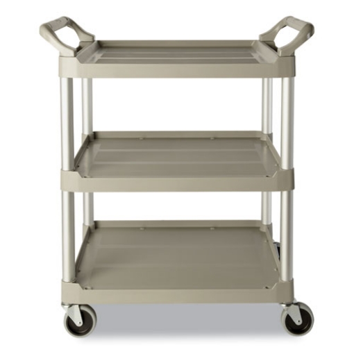 Picture of Three-Shelf Service Cart, Plastic, 3 Shelves, 200 lb Capacity, 18.63" x 33.63" x 37.75", Platinum