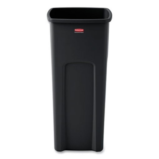 Picture of Untouchable Square Waste Receptacle, 23 gal, Plastic, Black