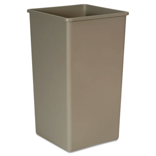 Picture of Untouchable Square Waste Receptacle, 50 gal, Plastic, Beige