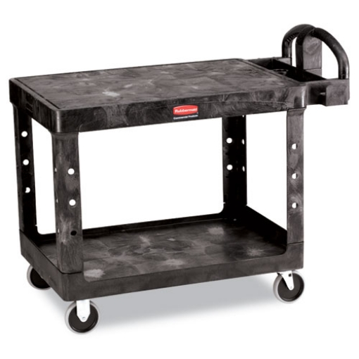 Picture of Flat Shelf Utility Cart, Plastic, 2 Shelves, 500 lb Capacity, 25.25" x 44" x 38.13", Black