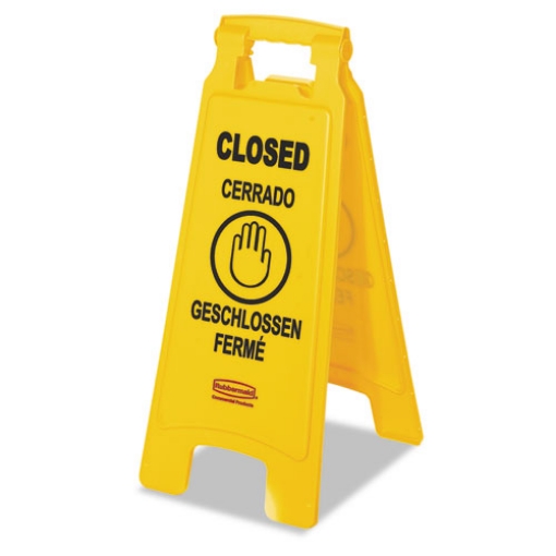 Picture of Multilingual "closed" Sign, 2-Sided, 11 X 12 X 25, Yellow