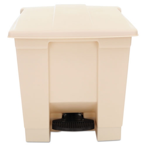 Picture of indoor utility step-on waste container, 8 gal, plastic, beige