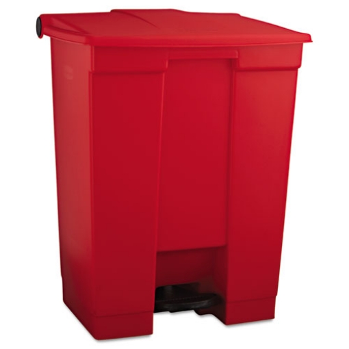 Picture of indoor utility step-on waste container, 18 gal, plastic, red