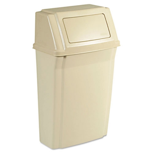 Picture of Slim Jim Wall-Mounted Container, 15 gal, Plastic, Beige