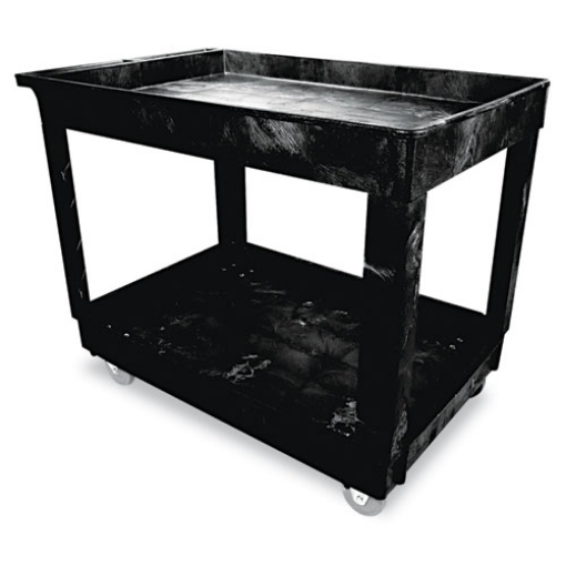 Picture of Service/Utility Carts, Plastic, 2 Shelves, 500 lb Capacity, 24" x 40" x 31.25", Black