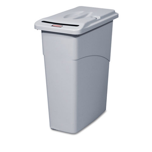 Picture of Slim Jim Confidential Document Waste Receptacle with Lid, 23 gal, Light Gray