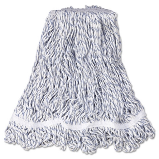 Picture of Web Foot Finish Mop, White, Med, Cotton/synthetic, 1". White Headband, 6/carton