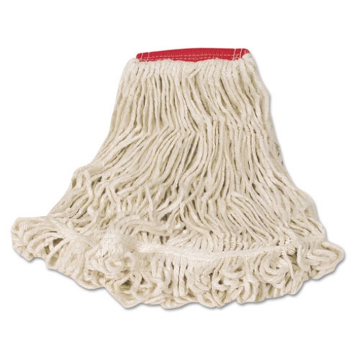 Picture of Super Stitch Looped-End Wet Mop Head, Cotton/synthetic, Large Size, Red/white