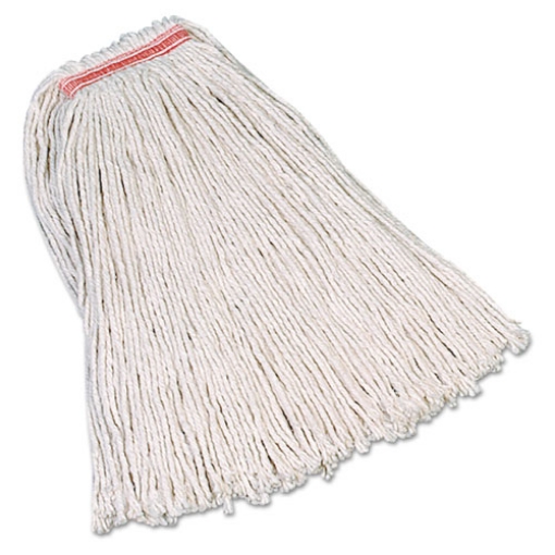 Picture of Premium Cut-End Cotton Mop, White, 20 Oz, 1-In. Orange Headband