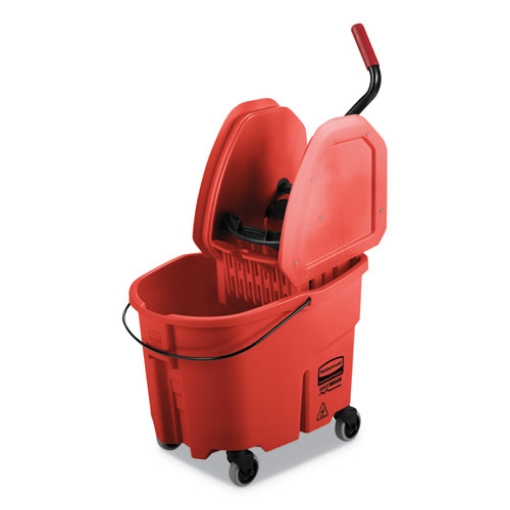 Picture of WaveBrake 2.0 Bucket/Wringer Combos, Down-Press, 35 qt, Plastic, Red