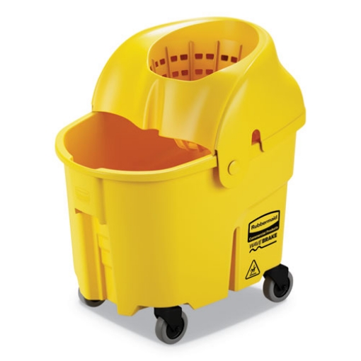 Picture of wavebrake institution bucket and wringer combos, down-press, 35 qt, plastic, yellow