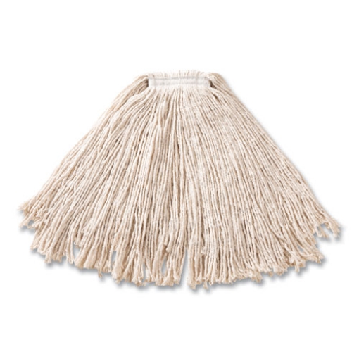 Picture of Cut-End Cotton Wet Mop Heads, Cotton/Plastic, White, 12/Carton