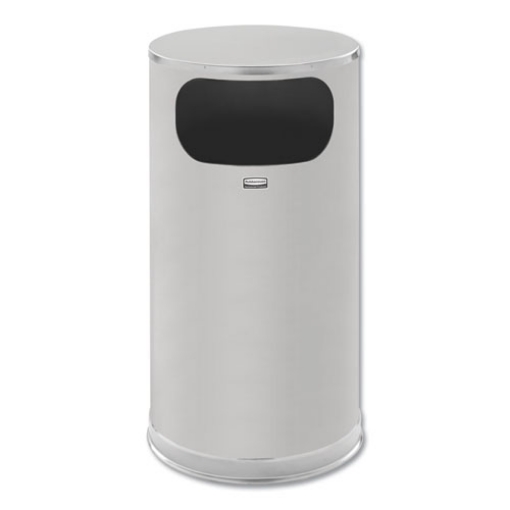 Picture of European and Metallic Series Waste Receptacle with Large Side Opening, 12 gal, Steel, Satin Stainless