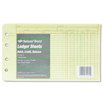Picture of Four-Ring Binder Refill Sheets, 5 X 8.5, Green, 100/pack