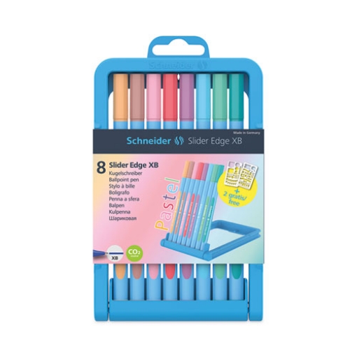 Picture of SLIDER EDGE XB PASTEL BALLPOINT PENS WITH CONVERTIBLE CASE/STAND, STICK, EXTRA-BOLD 1.4MM, ASSORTED INK/BARREL COLORS, 8/SET