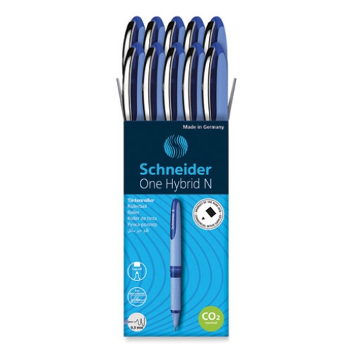 Picture of ONE HYBRID N ROLLER BALL PEN, STICK, EXTRA-FINE 0.3 MM, BLUE INK, BLUE BARREL, 10/BOX