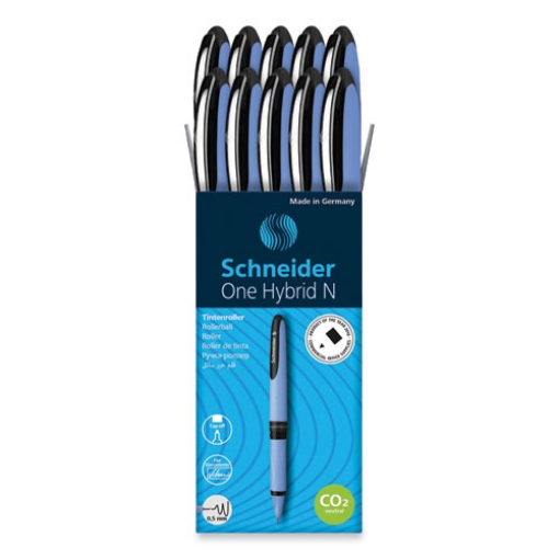 Picture of ONE HYBRID N ROLLER BALL PEN, STICK, FINE 0.5 MM, BLACK INK, BLUE BARREL, 10/BOX