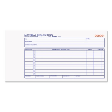Picture of Material Requisition Book, Two-Part Carbonless, 7.88 x 4.25, 50 Forms Total