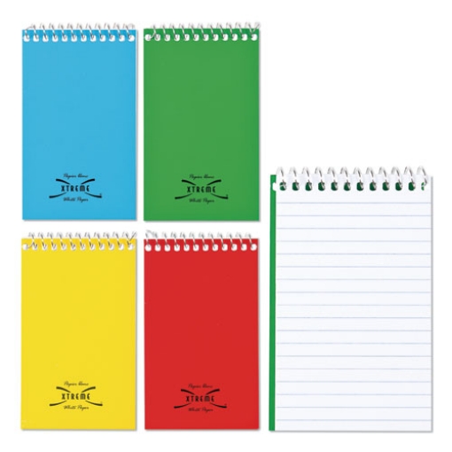 Picture of Paper Blanc Xtreme White Wirebound Memo Pads, Narrow Rule, Randomly Assorted Cover Colors, 60 White 3 X 5 Sheets