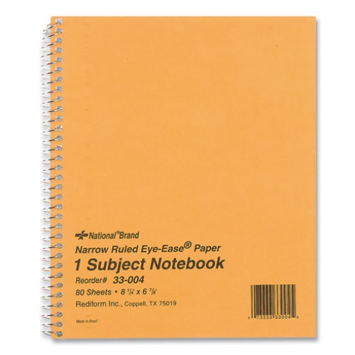 Picture of Single-Subject Wirebound Notebooks, Narrow Rule, Brown Paperboard Cover, (80) 8.25 x 6.88 Sheets