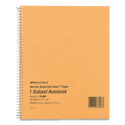 Picture of Single-Subject Wirebound Notebooks, Narrow Rule, Brown Paperboard Cover, (80) 10 x 8 Sheets