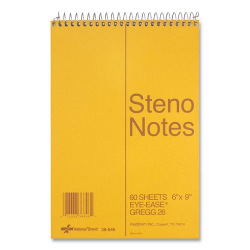 Picture of Standard Spiral Steno Pad, Gregg Rule, Brown Cover, 60 Eye-Ease Green 6 X 9 Sheets