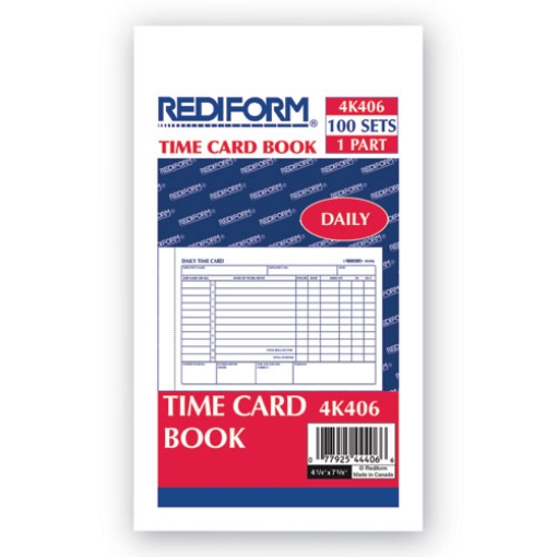 Picture of Daily Employee Time Cards, Two Sides, 4.25 X 7, 100/pad