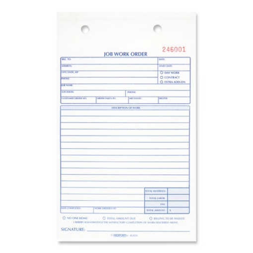 Picture of Job Work Order Book, Two-Part Carbonless, 5.5 x 8.5, 50 Forms Total