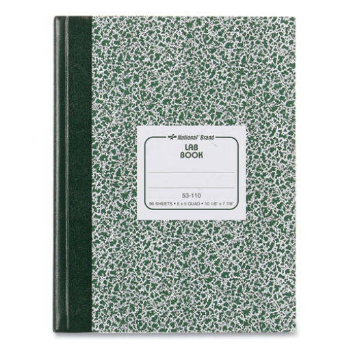 Picture of Lab Notebook, Quadrille Rule (5 sq/in), Green Marble Cover, (96) 10.13 x 7.88 Sheets